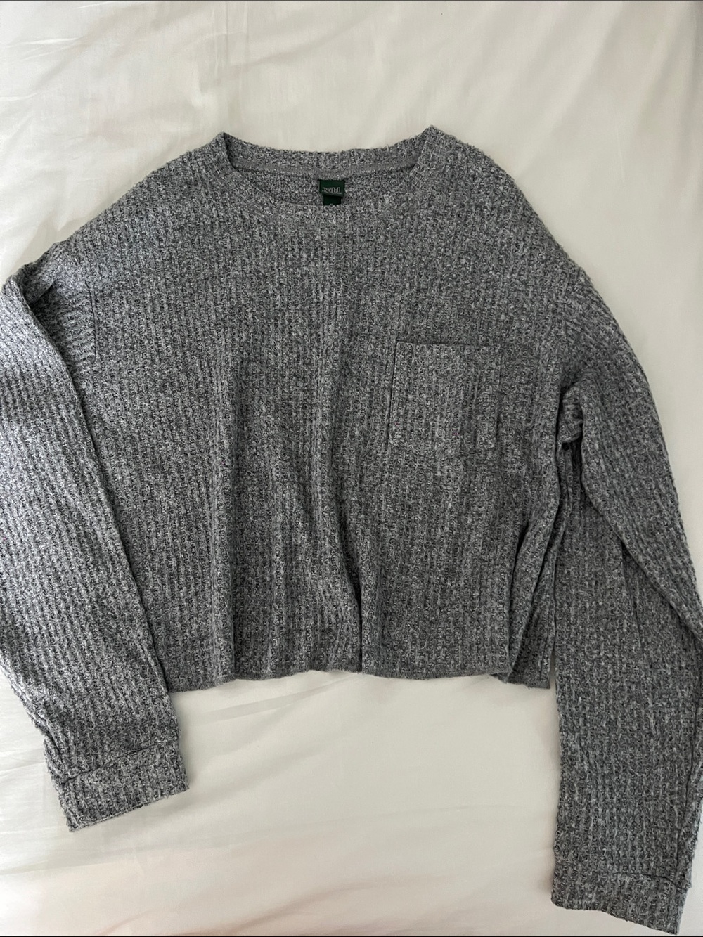 Cropped wild fable Gray Ribbed Long-Sleeve Sweater